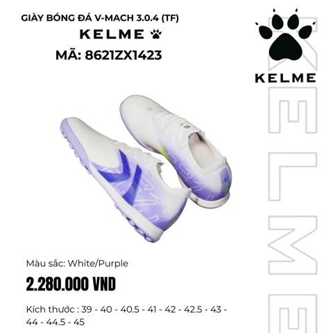 Giày Bóng Đá Kelme V-Mach 3.0.4 TF - 8621ZX1423 - Trắng Tím
