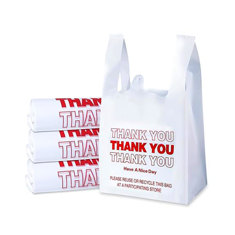 Shopping Plastic T-Shirt Bags Thank You Logo Printed