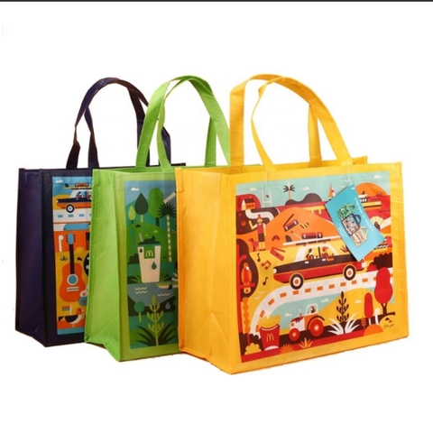 PP Woven Shopping Bags Handled Styles Animal Prints Pattern
