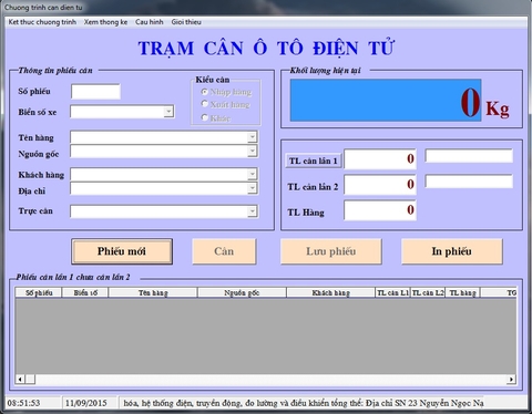 Phầm mềm quản lý cân điện tử