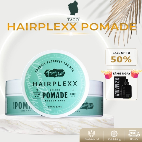 Pomade HAIRPLEXX (Water base) gốc Nước -Shine Smooth & Moderate Hold, Paraben Free 80g (2.7 oz) | TAGO