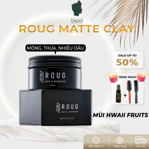Sáp Roug Matte Clay 90g- Dành cho tóc Mỏng , Dầu -Giữ nếp mạnh mẽ , Mùi Hương Nam Tính | TAGO