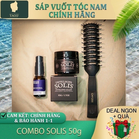 [Quà 100K] COMBO Sáp Vuốt Tóc DEVELHOPE SOLIS 50GR- tặng Dưỡng Tóc + Lược - cho Tóc Dày ,Dầu ,Cứng- Giữ Nếp 16h