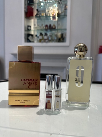 COMBO HARAMAIN AMBER OUD RUBY EDITION 5ML + AFNAN 9 AM 5ML