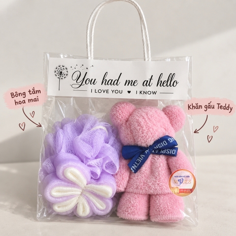 Set Quà Tặng Khăn Gấu Teddy Và Bông Tắm – Nhỏ Xinh, Ý Nghĩa