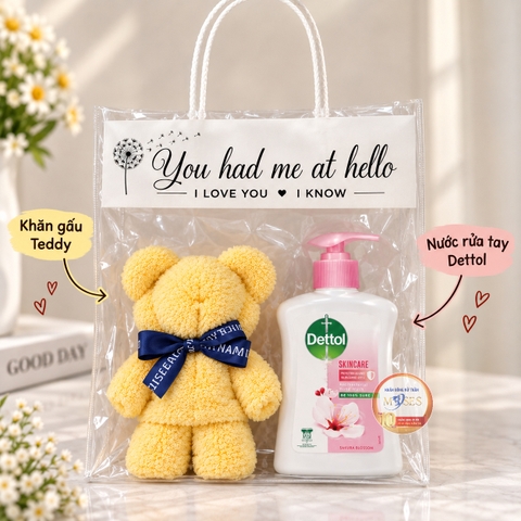 Set Quà Tặng Khăn Gấu Teddy Và Nước Rửa Tay (Tùy chọn)