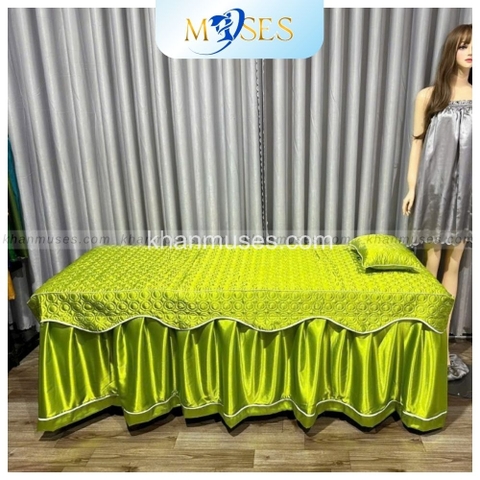 Ga trải giường Spa chần Bông - Màu Xanh Cốm