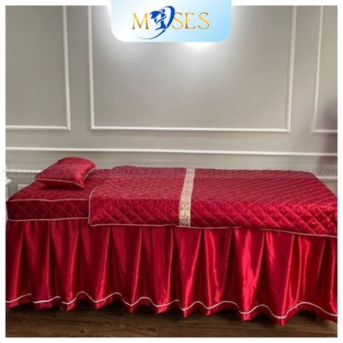 Ga phủ giường Spa trần bông đẹp - Màu đỏ