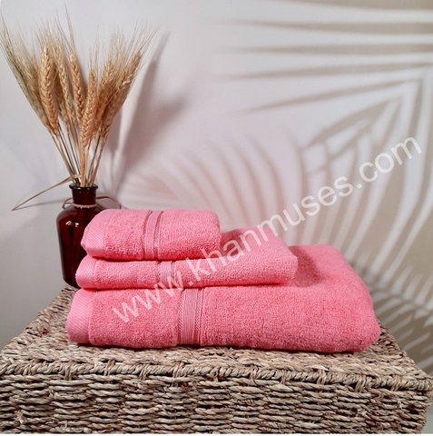 Bộ 3 khăn cotton cao cấp (Mầu hồng)
