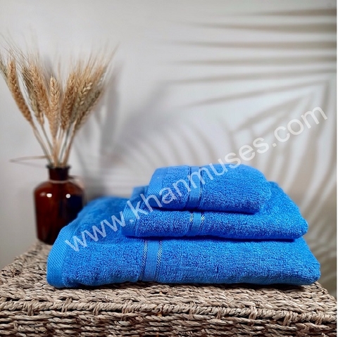 Bộ 3 khăn cottn cao cấp (Màu xanh Blu)