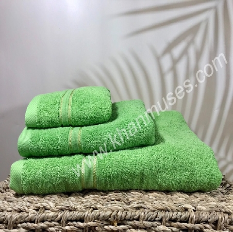 Bộ 3 khăn cotton cao cấp (Màu xanh lá)