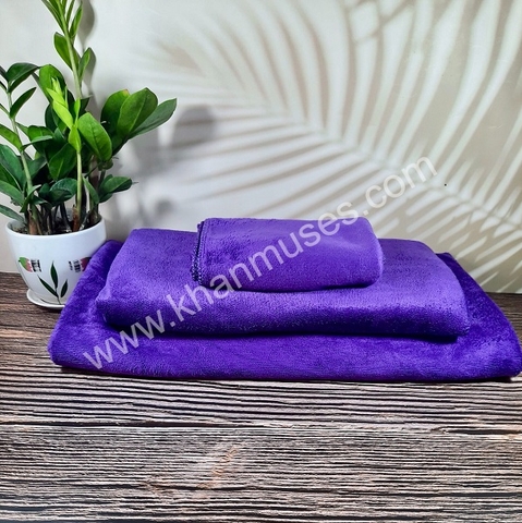 Bộ 3 khăn spa màu tím
