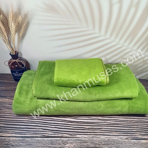 Bộ 3 Khăn Spa màu xanh rêu