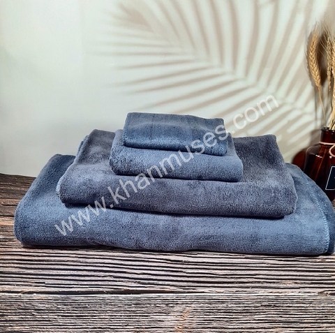 Bộ 4 khăn Spa màu xám