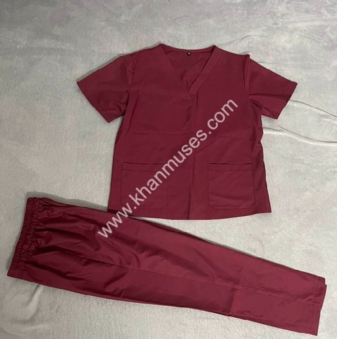 Đồng Phục Spa màu đỏ đô (Mẫu 36)