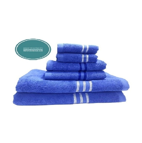Combo bộ 6 khăn cotton cao cấp màu xanh