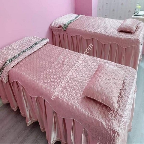 Ga phủ giường Spa màu hồng