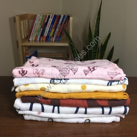 COMBO Bộ 8 khăn Khăn xô tắm 4 lớp in hình xuất Nhật cao cấp