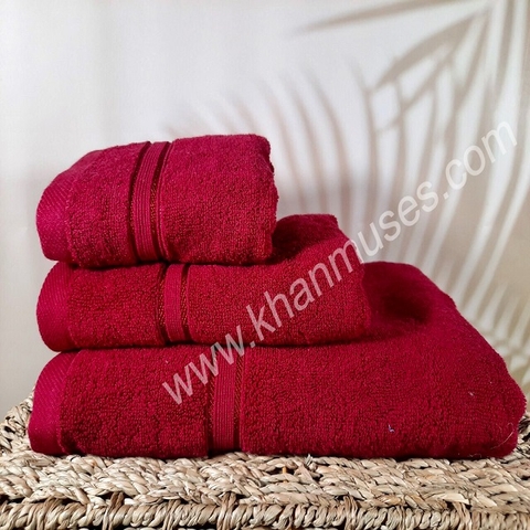 Bộ khăn cotton cao cấp màu Đỏ Đô