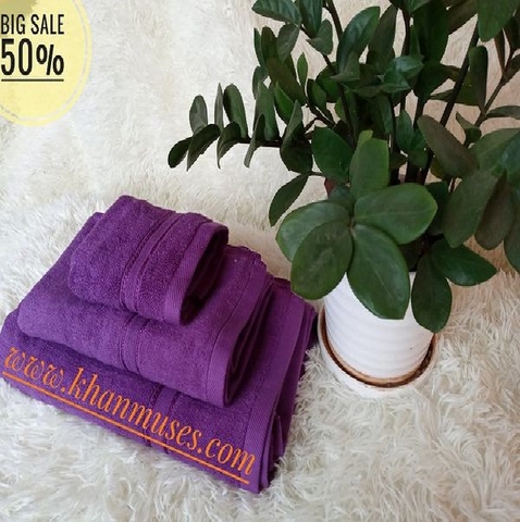 Bộ 3 khăn tắm cotton cao cấp màu tím