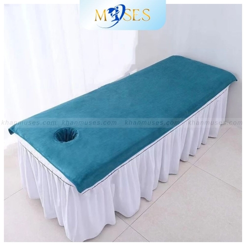 Khăn trải giường Spa chuyên dụng microfiber - Xanh cổ vịt