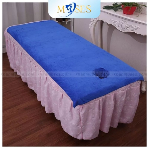 Khăn trải giường Spa chuyên dụng microfiber - Xanh Blue