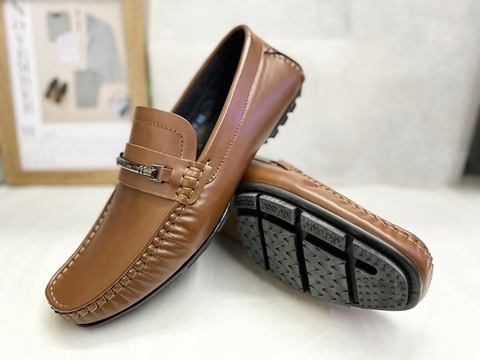GIÀY MỌI DA NAM PHỐI KHOÁ THỜI TRANG HT45