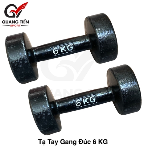 Tạ tay gang đúc liền khối 6 kg loại đẹp 2021 ( giá 1 chiếc )