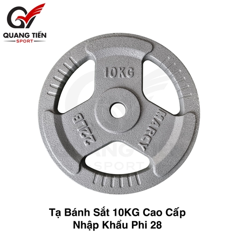 Tạ bánh sắt 10kg olympic sơn tĩnh điện cao cấp chính hãng (phi 28)