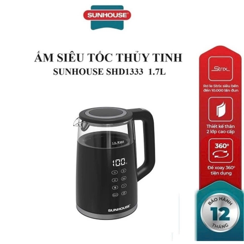 Ấm siêu tốc thủy tinh 1.7L Sunhouse Mama SHD1333