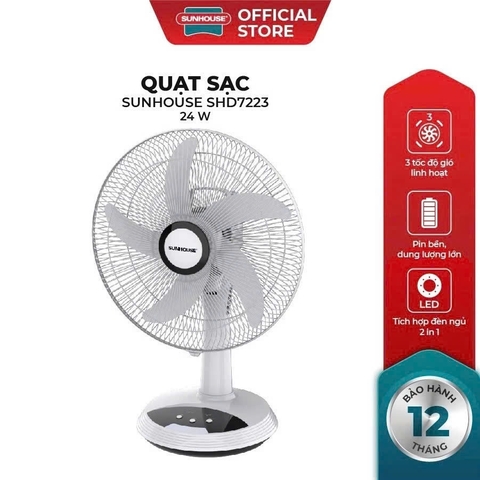 Quạt sạc Sunhouse SHD7223