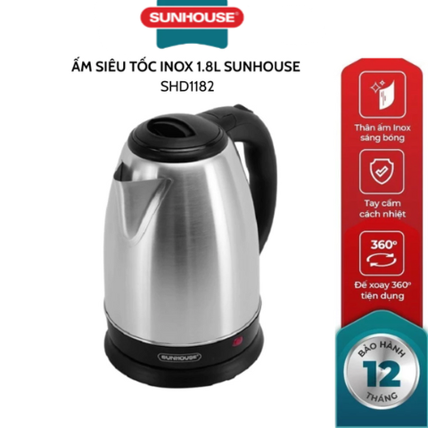Ấm siêu tốc Inox 1.8L Sunhouse SHD1182GT
