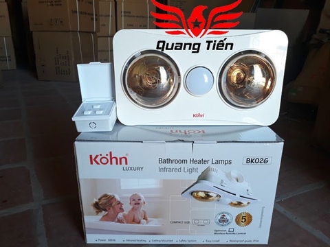 Đèn sưởi nhà tắm 2 bóng âm trần Braun Kohn BK02G không có điều khiển