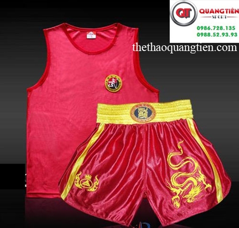 Quần áo Tán thủ,Wushu Sanshou đỏ thêu rồng Jduanl chính hãng loại 1