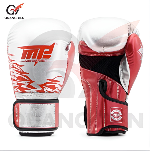 Găng tay boxing MTB new 2026 bạc kim màu Đỏ