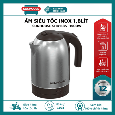 Ấm siêu tốc Inox 1.8L Sunhouse SHD1185