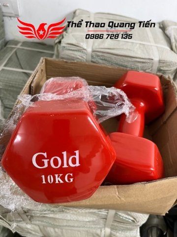Tạ tay cao su Gold cao cấp 10 kg đỏ (giá 1 chiếc)