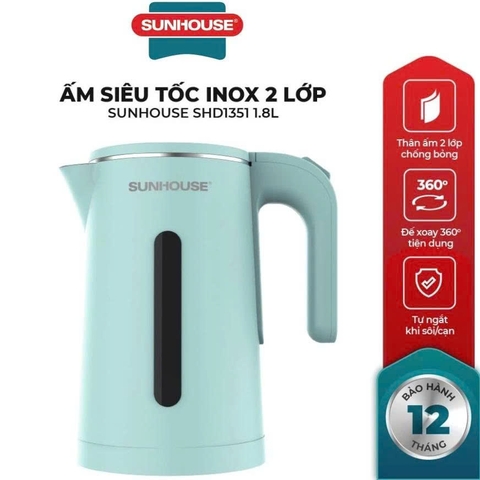Ấm siêu tốc Inox 2 lớp 1.8L Sunhouse SHD1351