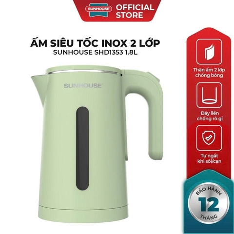Ấm siêu tốc Inox 2 lớp 1.8L Sunhouse SHD1353