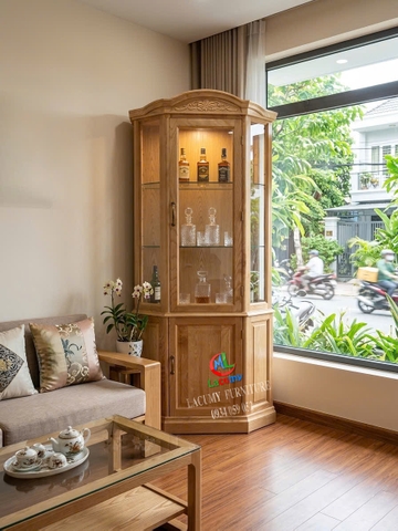 TỦ RƯỢU LỤC GIÁC 0.9M GỖ TẦN BÌ (SỒI NGA) - TR01