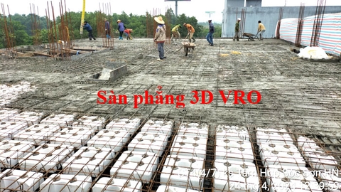 Sàn phẳng, sàn phẳng vượt nhịp lớn, sàn phẳng không dầm, sàn vượt nhịp lớn 3D VRO - Thi công sàn 4 KS Tâm Hợp