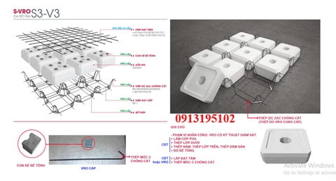 Sàn xốp, Sàn phẳng, sàn phẳng vượt nhịp lớn, sàn phẳng không dầm 3D VRO-Chi tiết Tấm sàn điển hình