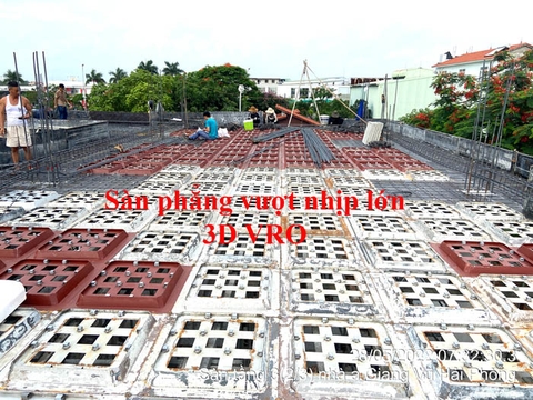 Sàn ô cờ, sàn dầm hệ ô cờ, sàn dầm ô cờ , sàn vượt nhịp lớn, sàn nhịp lớn 3D VRO-Các kích thước thi công sàn ô cờ