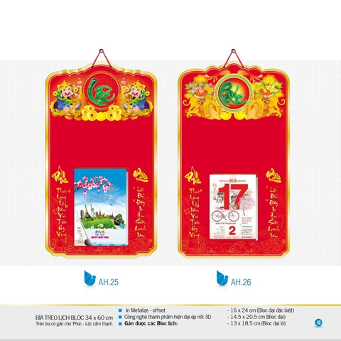 BÌA LỊCH TREO BLOC