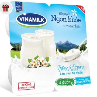 Sữa chua ăn Vinamilk ít đường - vỉ 4 hộp x 100g