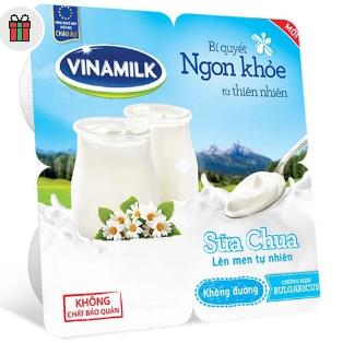 Sữa chua ăn Vinamilk không đường - vỉ 4 hộp x 100g