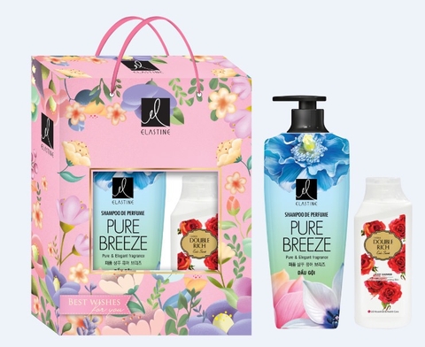 Combo (Dầu gội Elastine perfume 600ml, Sữa tắm  Double rich 130g)