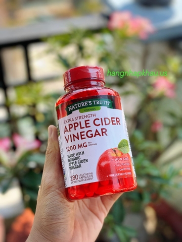 Giấm táo hữu cơ Apple Cider Vinegar 1200mg (180 viên) - MADE IN USA.