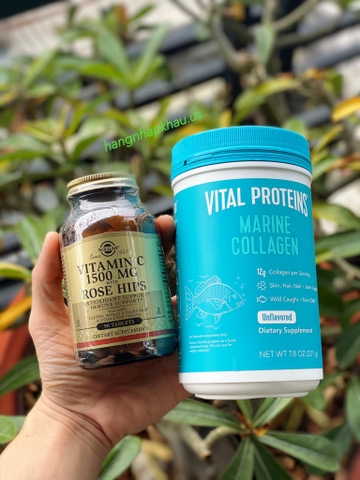 Combo Collagen thủy phân + Vitamin C + Tinh chất Nụ tầm xuân - MADE IN USA.