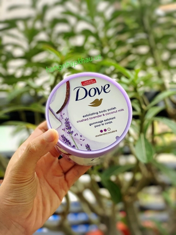 Tẩy tế bào chết Dove Exfoliating Body Polish Body Crushed Lavender&Coconut Milk (298g) - MADE IN SLOVAKIA.
